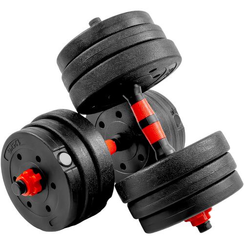 Mancuernas Ajustables 12 Pesas Set Barra Recta 20 Kg Guantes