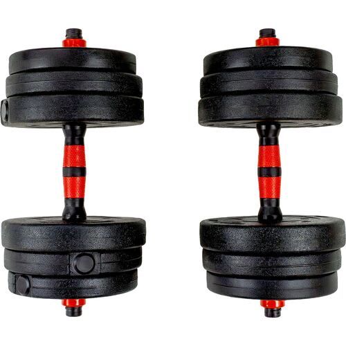 Mancuernas Ajustables 12 Pesas Set Barra Recta 20 Kg Guantes