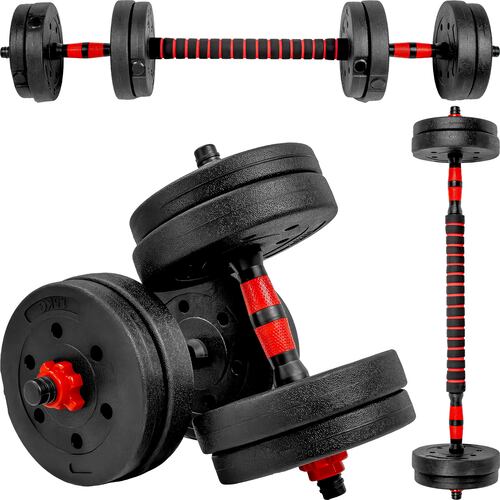 Mancuernas Ajustables 8 Pesas Set Barra Recta 15 Kg Guantes