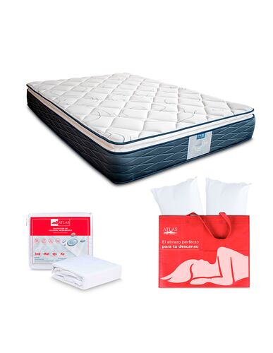 Colchón Matrimonial Restonic Maverick regalo 2 Almohadas y Protector Atlas Basic