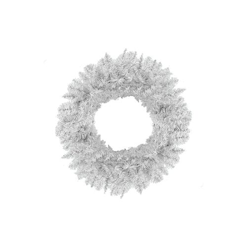 Corona Navideña Blanca Pino Adorno Artificial 60 Cm Diametro