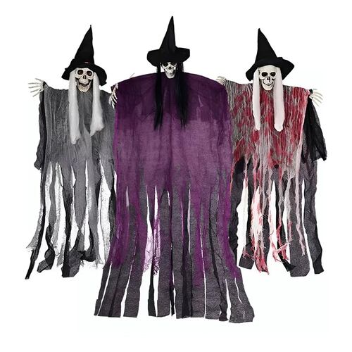  Kit 3 Fantasmas Colgantes De Esqueleto Decoración Halloween.