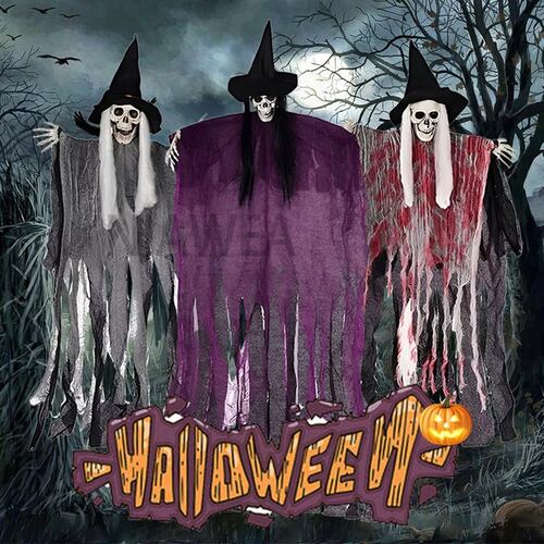  Kit 3 Fantasmas Colgantes De Esqueleto Decoración Halloween.