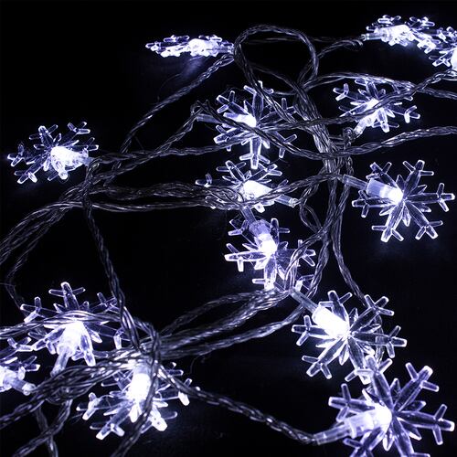 Serie Navideña Copo De Nieve 20 Focos Led Luz Blanca 4 Mts