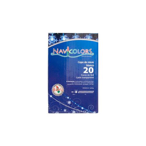 Serie Navideña Copo De Nieve 20 Focos Led Luz Blanca 4 Mts