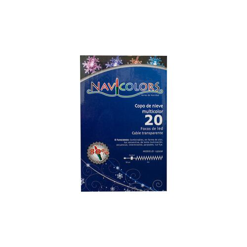Serie Navideña Copo Nieve 20 Focos Led Luz Multicolor 4 Mts