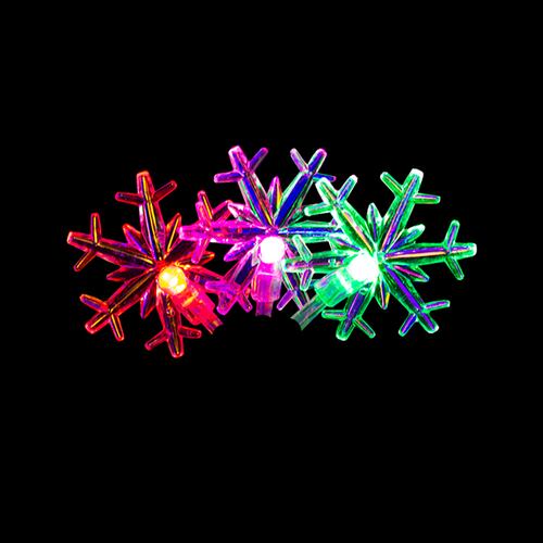Serie Navideña Copo Nieve 20 Focos Led Luz Multicolor 4 Mts