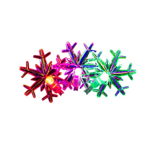 Serie Navideña Copo Nieve 20 Focos Led Luz Multicolor 4 Mts