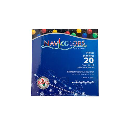 Serie Navideña Pelotas Colores 20 Luces Led Multicolor 4mts