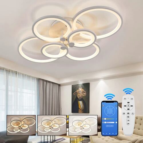 Lámpara Techo Moderna Led Regulable 40w P/sala+app Y Control Blanco