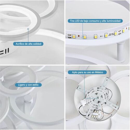Lámpara Techo Moderna Led Regulable 40w P/sala+app Y Control Blanco