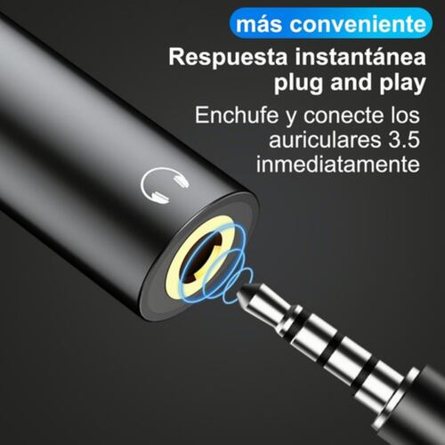 Adaptador Tipo C Aux 3.5mm Audio Y Tipo C Carga Cable Gris Negro
