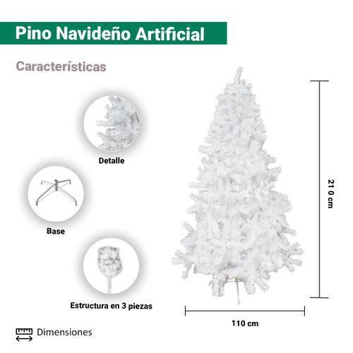 Arbol Pino De Navidad Blanco 210 Cm Vara De Estrella