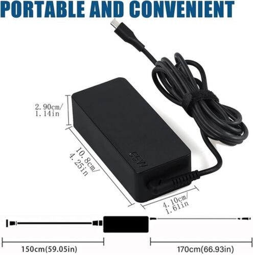 Cargador Usb Tipo C, Hp, Dell, Huawei 20v 3.25a Negro