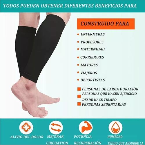 Medias Calcetines De Compresion Venosa Pantorrillas 2 Par Negro