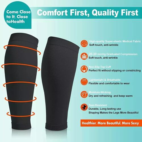 Medias Calcetines De Compresion Venosa Pantorrillas 2 Par Negro
