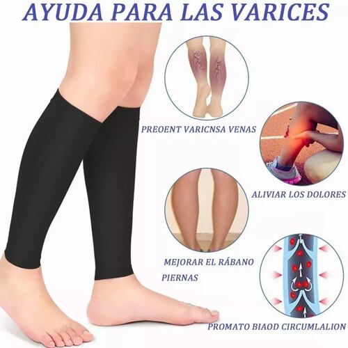 Medias Calcetines De Compresion Venosa Pantorrillas 2 Par Negro