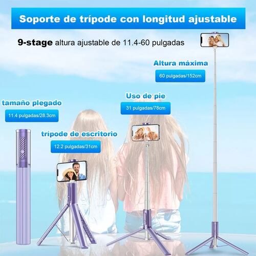 Palo De Selfie Trípie Para Teléfono Celular Portátil 152cm
