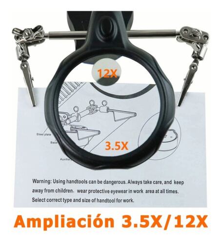 Lupa Con Led Pinza Base Para Cautín Reparacion Electrónicos Negro