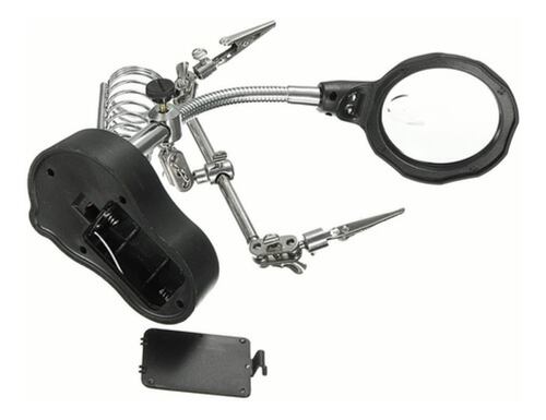 Lupa Con Led Pinza Base Para Cautín Reparacion Electrónicos Negro