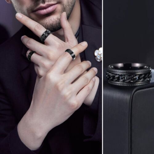 3pzs Anillo Hombre De Titanio Acero Inoxidable Minimalista Talla:11 (21mm)