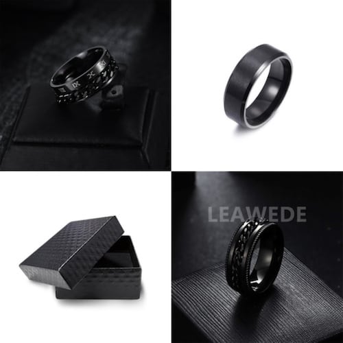 3pzs Anillo Hombre De Titanio Acero Inoxidable Minimalista Talla:11 (21mm)