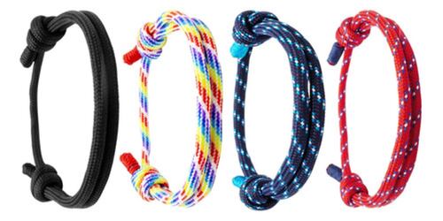 4 Pulsera Trenzada Náutica Elegante Cuerda Para Hombre Mujer colores 