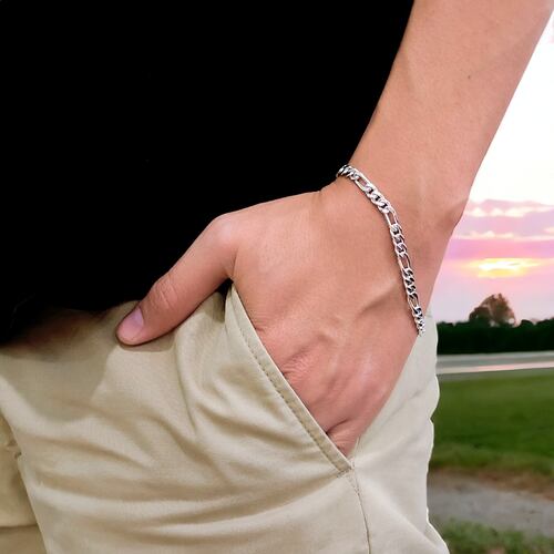 Pulsera Plata .925 Hombre Fígaro Hecha a Mano .