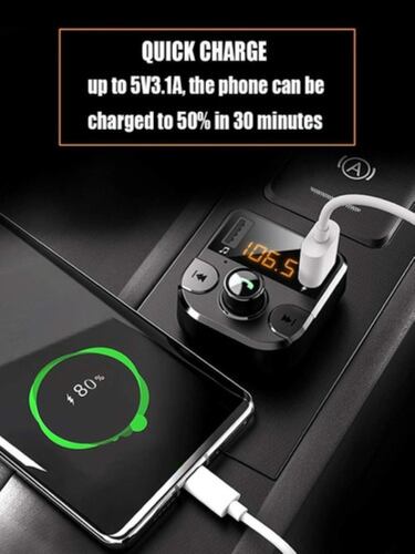 Transmisor Receptor De Audio Estéreo Fm Bluetooth Mp3 P/auto Negro