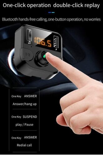 Transmisor Receptor De Audio Estéreo Fm Bluetooth Mp3 P/auto Negro