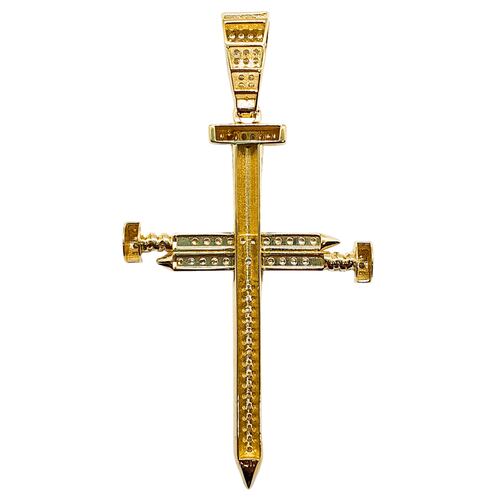 Dije cruz clavos oro 10k Hombre piedra zirconia. Incluye certificado y caja de regalo.