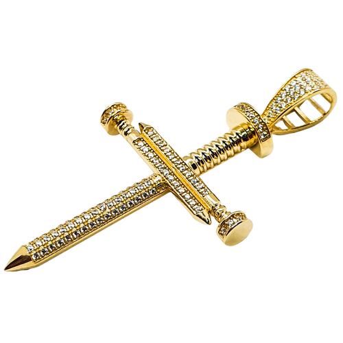 Dije cruz clavos oro 10k Hombre piedra zirconia. Incluye certificado y caja de regalo.