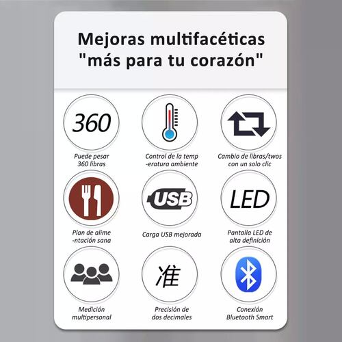 Báscula  Electrónica Led con bluetooth con App para medir grasa corporal, peso, masa muscular, edad metabólica negra.