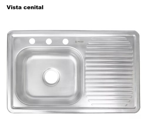 MEER Faucets by CNX | Tarja Sencilla con Escurridor en Acero Inoxidable para Cocina con Escurridor Derecho incluye Mezcladora Flexible con Dos Tipos de Chorro y Kit de Instalación