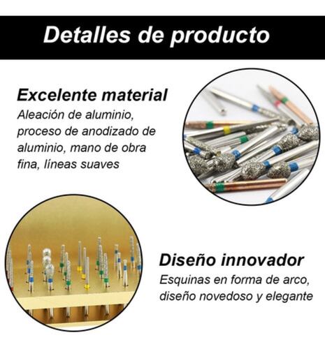 30 Pzs Fresas Diamante Dental Desinfección Pulido Plata Estuche Dorado