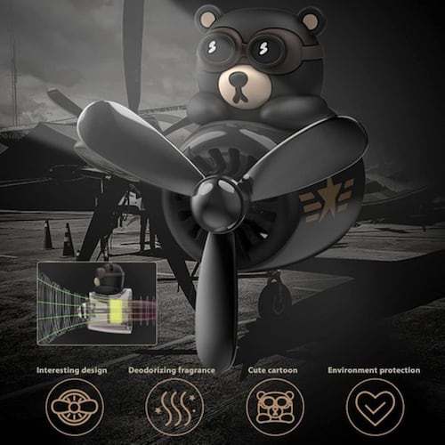 Ambientador De Oso Piloto Para Aromaterapia De Auto Negro