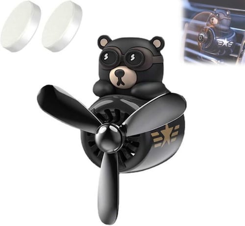 Ambientador De Oso Piloto Para Aromaterapia De Auto Negro