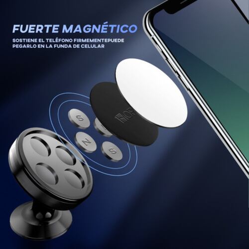 Soporte Magnético De Aluminio Para Celular 1hora Negro