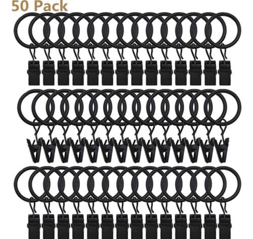 38mm 50 Pcs Negro Anillos De Cortina Con Clip Negros