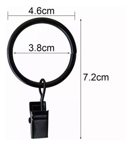 38mm 50 Pcs Negro Anillos De Cortina Con Clip Negros