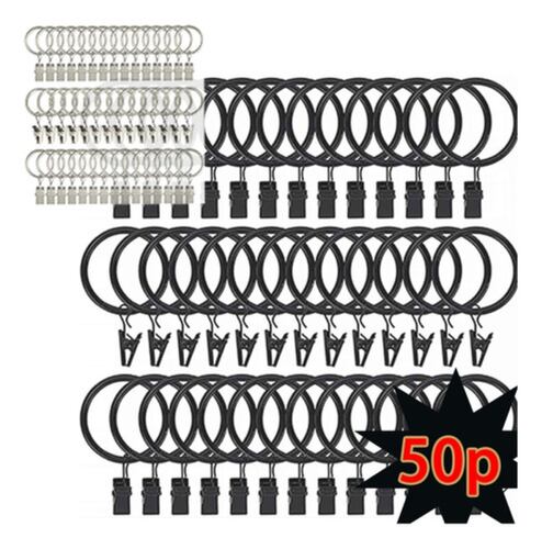 38mm 50 Pcs Negro Anillos De Cortina Con Clip Negros