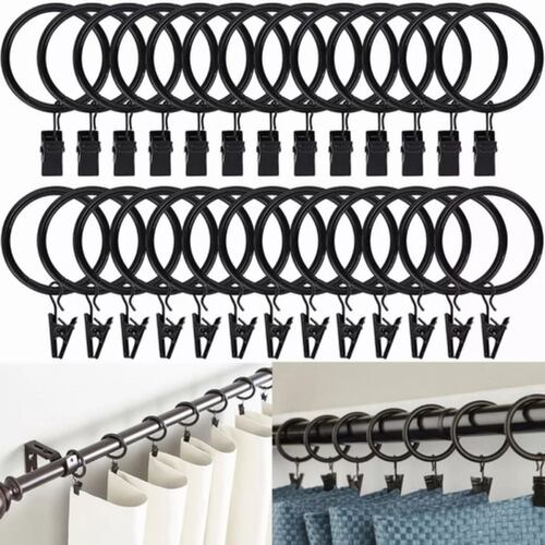38mm 50 Pcs Negro Anillos De Cortina Con Clip Negros