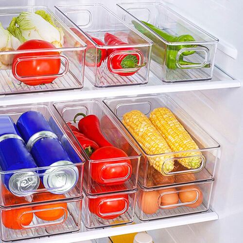 AGBOX Organizadores Para Refrigerador Set De Contenedores 4 Piezas con Asas TH-CONREF01.