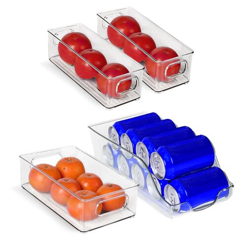 AGBOX Organizadores Para Refrigerador Set De Contenedores 4 Piezas con Asas TH-CONREF01.