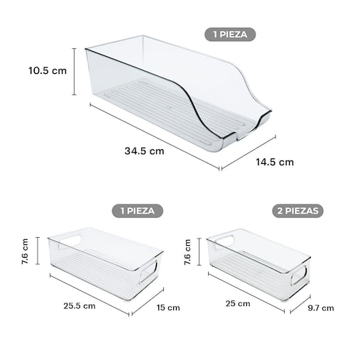 AGBOX Organizadores Para Refrigerador Set De Contenedores 4 Piezas con Asas TH-CONREF01.