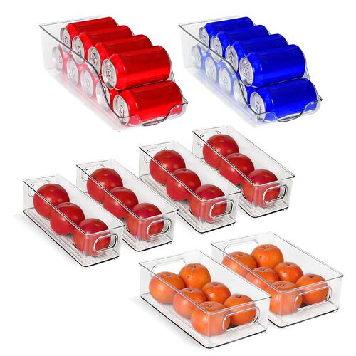 AGBOX Organizadores Para Refrigerador Set De Contenedores 8 Piezas con Asas TH-CONTREF02