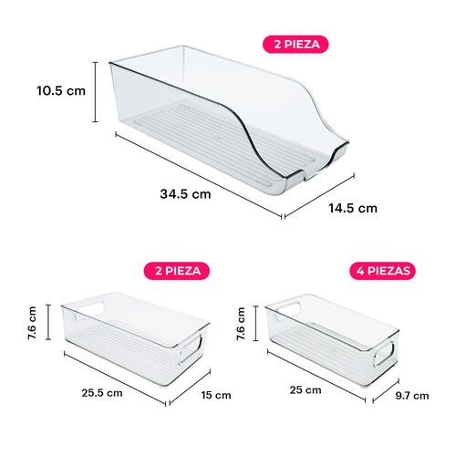 AGBOX Organizadores Para Refrigerador Set De Contenedores 8 Piezas con Asas TH-CONTREF02