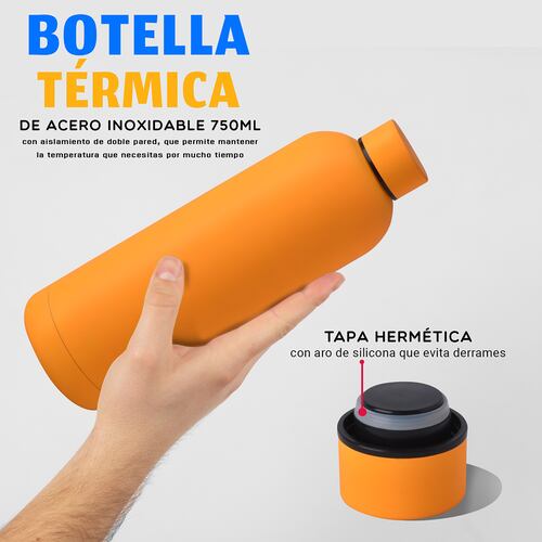 AGBOX Termo Botella Acero Inoxidable Fría/caliente 750 ML Naranja AG-TERAM01.