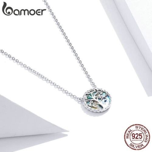 Collar Árbol De La Vida Chapado En Oro Blanco Plata 