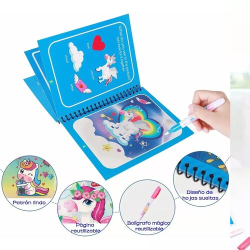 Libro Dibujo Agua Graffiti Pizarron Mágica Niños 4 Pzs Multicolor